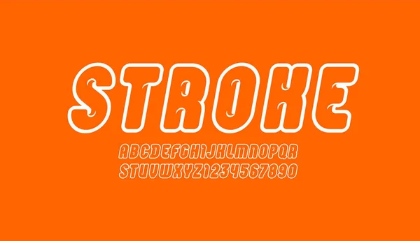 Funky Italic Lettertype Alfabet Cartoon Stijl Witte Afgeronde Letters Cijfers — Stockvector