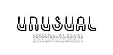 Elle çizilmiş olağandışı yazı tipi, alfabe, karalama tarzı harfler ve sayılar, vektör illüstrasyonu 10EPS