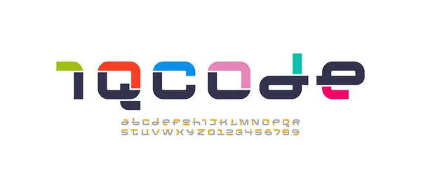 Fonte Técnica Alfabeto Digital Letras Cibernéticas Números Feitos Design Futuro Vetor De Stock