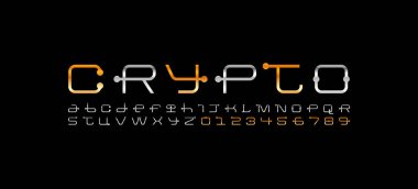 Teknik gümüş altın yazı tipi, dijital siber alfabe, A 'dan Z' ye altın evrensel harfler ve arayüz tasarımı için 0 'dan 9' a rakamlar, vektör illüstrasyonu 10EPS