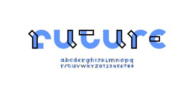 alfabe grafiksel yazı tipi, sanat modern harfleri A, B, C, D, E, F, G, H, I, J, K, L, M, N, O, P, Q, R, S, T, U, V, W, X, Y, Z ve sayılar 0, 1, 2, 3, 4, 5, 6, 7, 8, 9, vektör illüstrasyonu 10EPS
