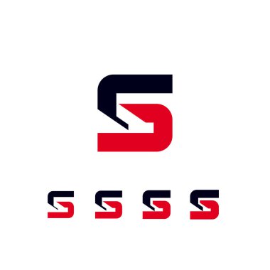 Teknik gelecek yazı tipi, dijital siber alfabe, modern S harfinin dört farklı kalınlığı, logo veya marka tasarımınız için, vektör illüstrasyon 10EPS