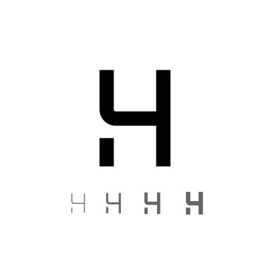 H harfi, dört farklı kalınlıktan oluşan dijital yazı tipi, vektör illüstrasyon 10eps