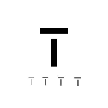 T harfi, dört farklı kalınlıktan oluşan dijital yazı tipi, vektör illüstrasyon 10eps