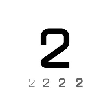 2 numara, dört farklı kalınlıktan oluşan dijital yazı tipi, vektör illüstrasyon 10eps