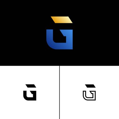 G harfi alfabe teknoloji yazı tipi, tasarımlarınız için tipografi veya marka adı, üç farklı simge kümesi, vektör illüstrasyonu 10EPS