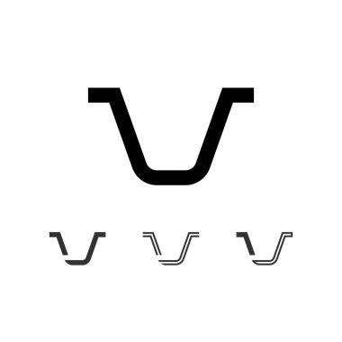 V harfi, dört farklı tipten oluşan dijital yazı tipi, vektör illüstrasyon 10eps