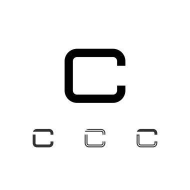 C harfi, dört farklı tipten oluşan dijital yazı tipi, vektör illüstrasyon 10eps