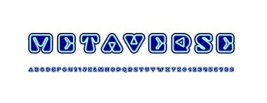 Oyun fütüristik yazı tipi teknolojisi alfabesi oyun konsol biçimi, çocukça harfler ve sayı vektörü illüstrasyonunu 10EPS