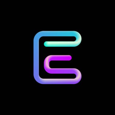 3d harfi E, hacim borusundan yapılmış alfabe yazı tipi