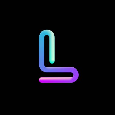 3d harf L, hacimsel borulardan yapılmış alfabe yazı tipi