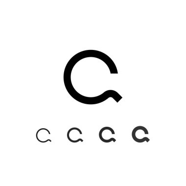 Teknik dijital yazı tipi, siber uzay alfabesi, modaya uygun modern harf Q 'nun beş farklı kalınlığı (ince, düzenli, kalın) fütüristik stil, vektör illüstrasyonu 10EPS