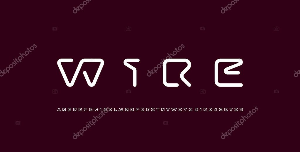 Digital alphabet font made techno style, cyber uppercase letters and numbers made in futuristic style, vector illustration 10EPS