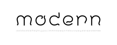 Modern yazı tipi ince alfabe güzellik stili ince harfler ve sayılar, vektör illüstrasyonu 10EPS