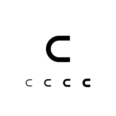 Teknik dijital yazı tipi, siber uzay alfabesi, modaya uygun küçük harf C 'nin dört farklı kalınlığı (ince, düzenli, kalın) fütüristik stil, vektör illüstrasyonu 10EPS