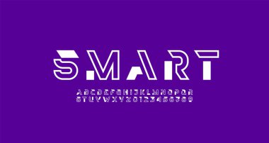 Teknoloji alfabesi yazı tipi, gelecekteki uzay tasarımınız için çizgi endüstriyel stili, vektör illüstrasyon 10EPS