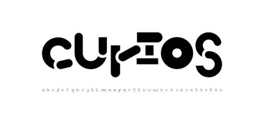 Garip yazı tipi, çizgi film stili alfabe, komik sanat harfleri ve sayılar, vektör illüstrasyonu 10EPS