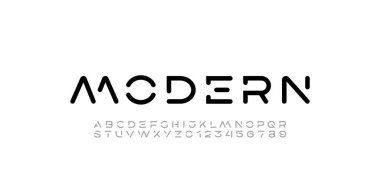 Moda yazı tipi, dijital siber alfabe, A, B, C, D, E, F, G, H, I, J, K, L, M, N, O, P, Q, R, S, T, U, V, W, X, Y, Z ve rakamlar 0, 1, 2, 3, 4, 5, 6, 7, 8, 9, 9.