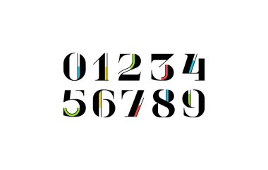 Sayılar zarif antika yazı tipi, klasik rakamlar düğün davetiyeleri veya moda veya logo tasarımları için mükemmel, vektör illüstrasyonu 10EPS