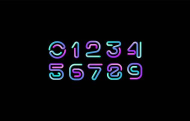 3 boyutlu sayılar, 0, 1, 2, 3, 4, 5, 6, 7, 8, 9 hacimsel borulardan, vektör illüstrasyonu 10.