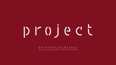 Modern font şablon alfabesi retro şablon biçimi, A 'dan Z' ye küçük moda harfler ve 0 'dan 9' a rakamlar, vektör ilüstrasyonu 10EPS.