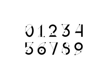 Nokta numaraları, 0, 1, 2, 3, 4, 5, 6, 7, 8, 9, vektör illüstrasyonu 10EPS.