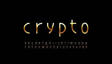 Yazı tipi ince alfabe yeni harf, A 'dan Z' ye küçük altın harfler ve 0 'dan 9' a rakamlar, vektör illüstrasyonu 10EPS.