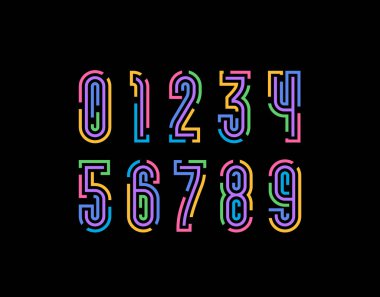 Labirent ya da labirent biçimindeki numaralar, boşluk çizgisinden 0 'dan 9' a kadar rakamlar, vektör illüstrasyonu 10EPS