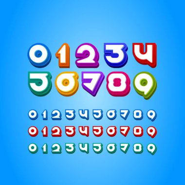 3D parlak sayılar, yuvarlak çok renkli sayılar, vektör illüstrasyonu 10EPS