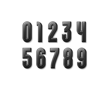 3D koyu sayılar işaret fişeği, yoğunlaştırılmış rakamlar serif, modern seviyelendirilmiş sayılar, vektör illüstrasyonu 10eps.