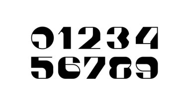 Tekno sayılar ayarlandı, sayısal rakamlar 1,2,3,4,5,7,8,9, vektör illüstrasyonu 10EPS