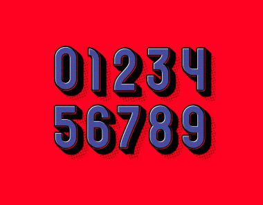 3D sayılar, yıldızları kullanarak 0 ile 9 arasında değişen parlak modern sayılar, vektör illüstrasyon 10EPS