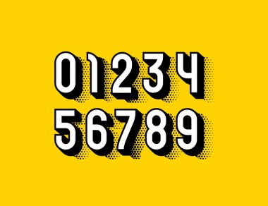 3 boyutlu sayılar, 0 'dan 9' a yarı ton biçiminde modern rakamlar