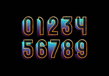 Altın sayılar, yarım ton biçiminde yapılmış altın sayılar, vektör illüstrasyonu 10EPS