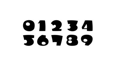 Siyah yuvarlak sayılar, 0 'dan 9' a kadar güzel rakamlar, 10EPS vektör illüstrasyonu.