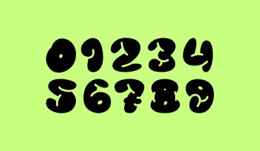 Graffiti yuvarlak sayılar, şişirilebilir rakamlar 0-9 sokak sanatı stili, vektör illüstrasyonu 10EPS