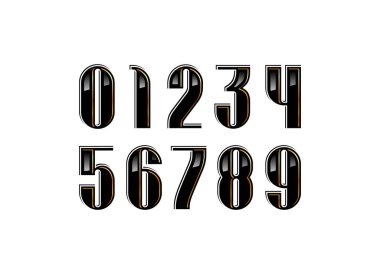 3D sayılar, 0 'dan 9' a kadar siyah stil, vektör illüstrasyonu 10EPS