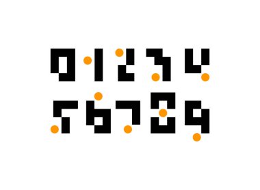 Piksel numaraları, 0 'dan 9' a kadar sayısal sayılar video oyunu stili, vektör illüstrasyonu 10EPS