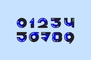 Moda numaraları belirlendi, dijital rakamlar 1,2,3,4,5,7,8,9, vektör illüstrasyonu 10EPS