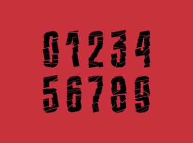 Kırık sayılar kümesi 3B biçimi, parçalanmış sayılar 0-9, vektör illüstrasyonu 10EPS