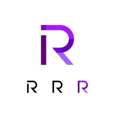 Logo Harfi R, modaya uygun modern alfabe yazı tipi, marka adı tasarımın için dört farklı harf kümesi, vektör illüstrasyonu 10 EPS