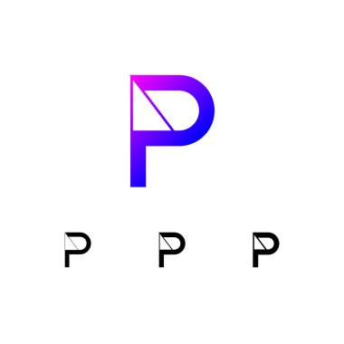 Sanatsal harf P seti, logo soyut tasarımı için, modern vektör illüstrasyonu 10EPS