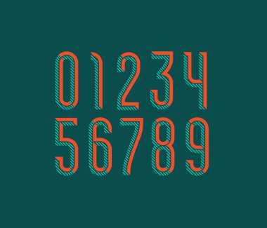 Çizgili çizgili yoğunlaştırılmış sayılar, 3d rakamlar kümesi, 10EPS vektör illüstrasyonu