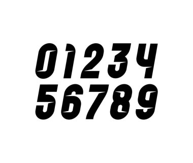 Siyah italik sayılar, 0 'dan 9' a kadar kesme biçimi, 10EPS vektör illüstrasyonu