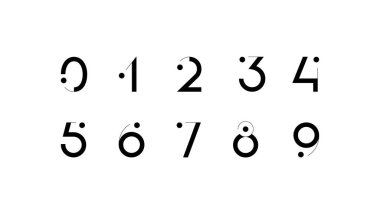 Noktalı sayılar, 0, 1, 2, 3, 4, 5, 6, 7, 8, 9, vektör illüstrasyonu 10EPS.