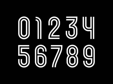 Çocuk tarzında belirlenmiş beyaz sayılar, 0 ile 9 arasında çocuk sanatı tarzında yapılmış rakamlar, 10EPS vektör illüstrasyonu