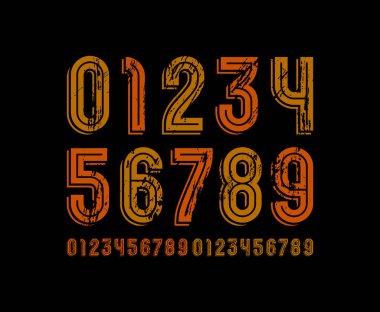 Eski sayılar, eski sayı dizisi, yıpranmış vektör illüstrasyonu 10EPS