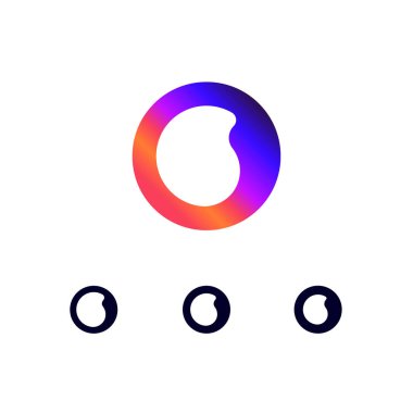 Teknik logo numarası 0, dijital siber alan numarası sıfır, üç farklı kalınlıkta fütürist stil.