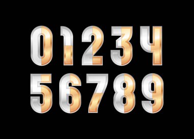 Altın sayılar, 3 boyutlu altın rakamlar güzellik stili, vektör illüstrasyonu 10EPS