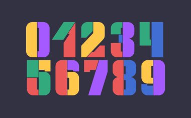Çizgi film tarzında ayarlanmış sayı, sizin için çok renkli kalın rakamlar parlak tasarım, vektör illüstrasyon 10eps